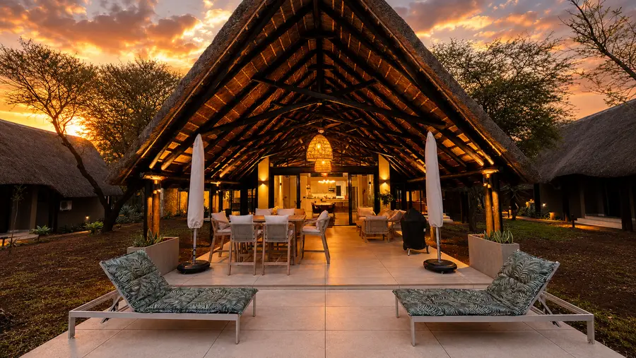 Phirima Lodge patio at sunset