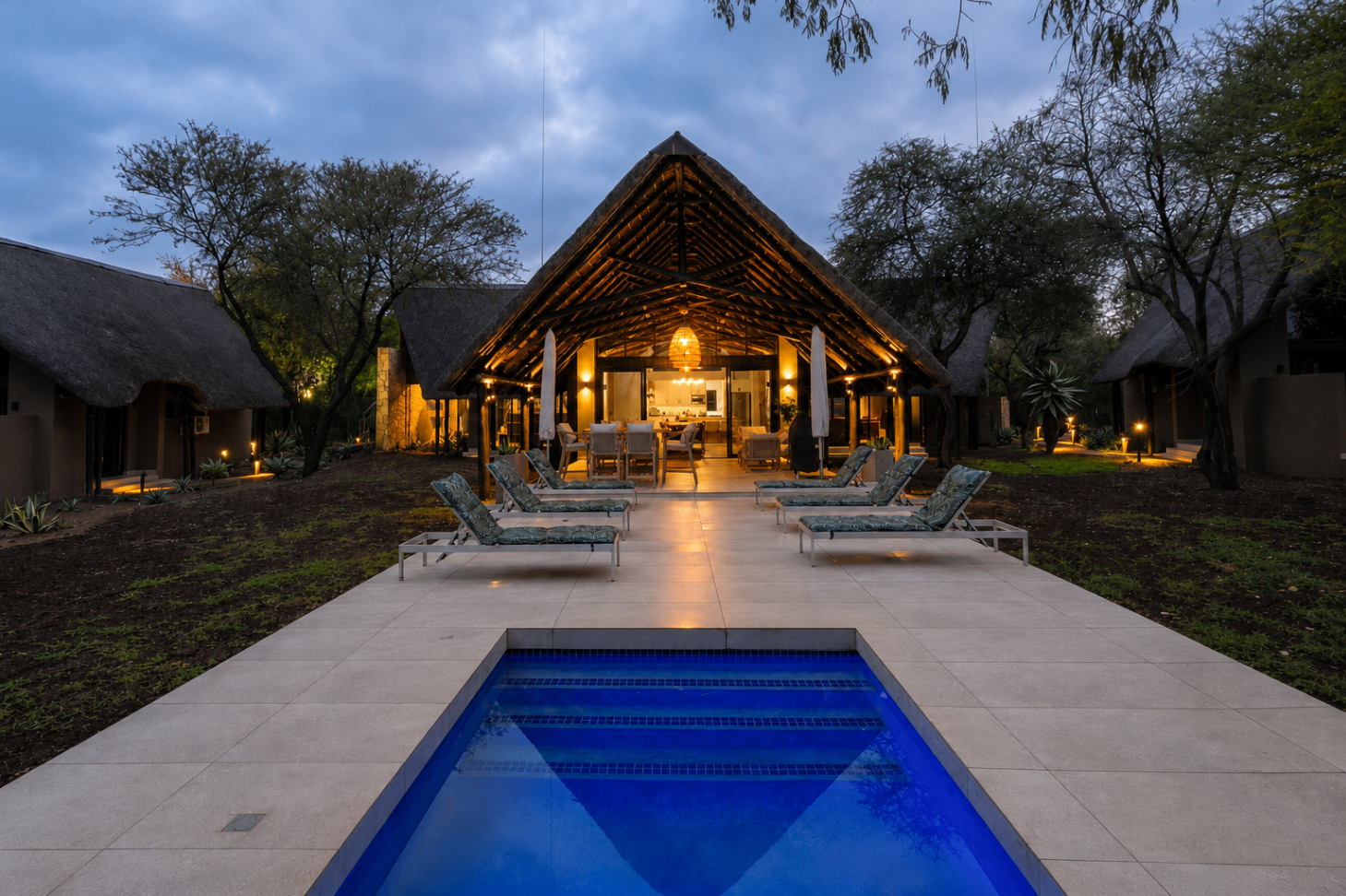 Approach to the patio and pool from the garden path.