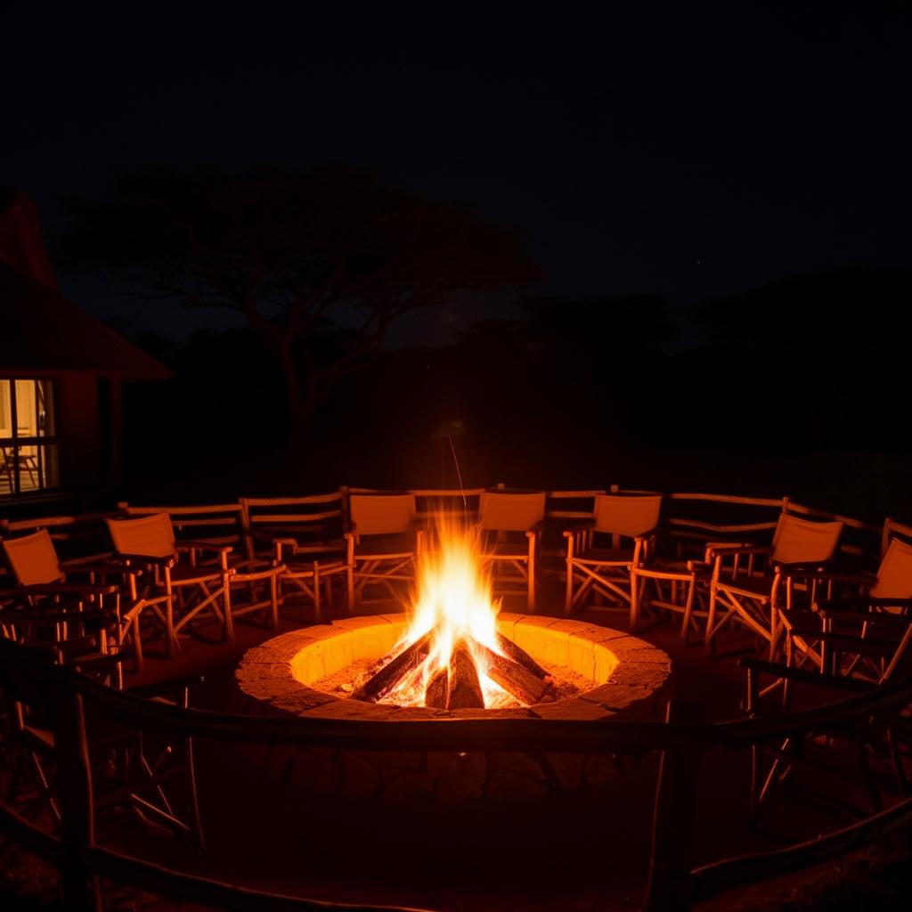 The boma fire crackling under a starlit Pilanesberg sky.