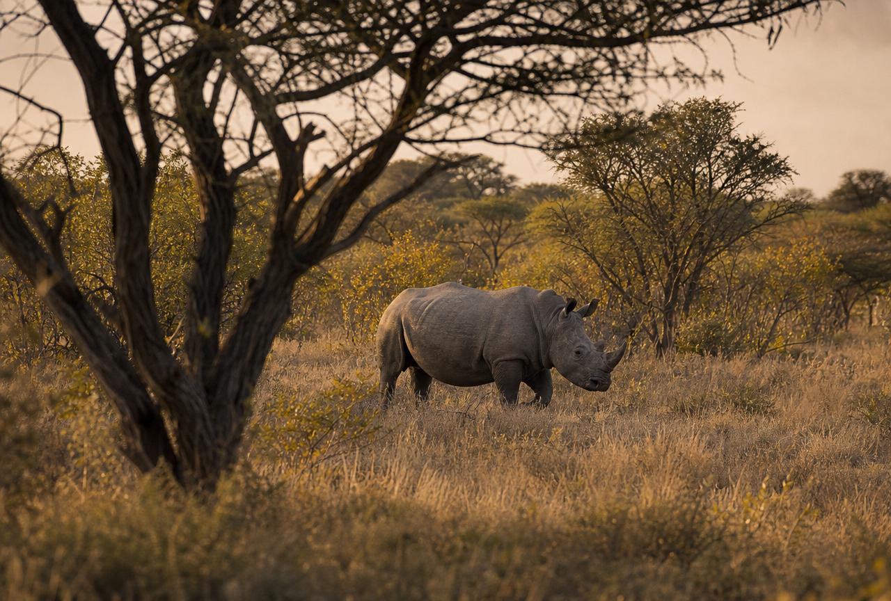 Black rhino in the reserve